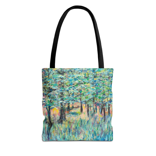 Forest Tree Landscape Art Tote Bag Canvas Shopping Bag - Field of Trees 1 - Leslie Karpinski