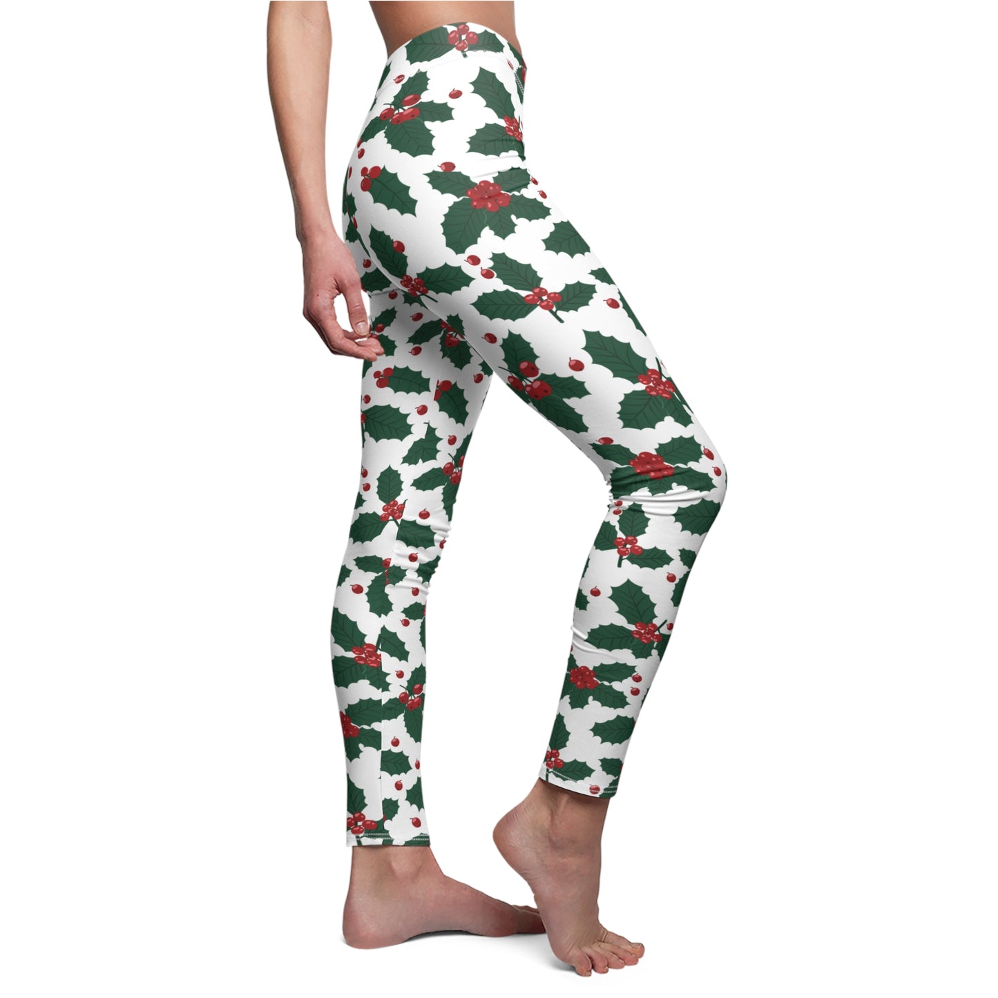 Holiday Holly Womens Christmas Leggings - Saiko Studio