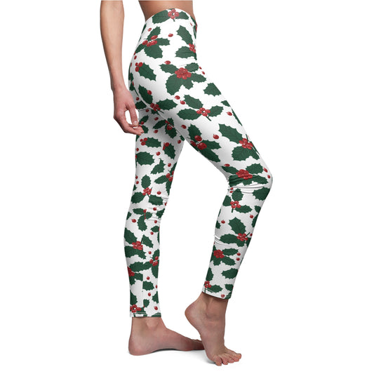 Holiday Holly Womens Christmas Leggings - Saiko Studio