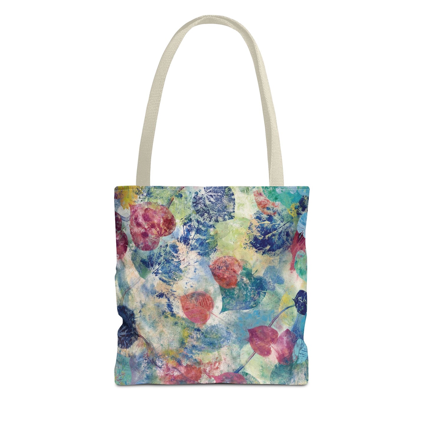 Leaf Print Nature Art Canvas Shopping Tote Bag - Red Bud - Leslie Karpinski