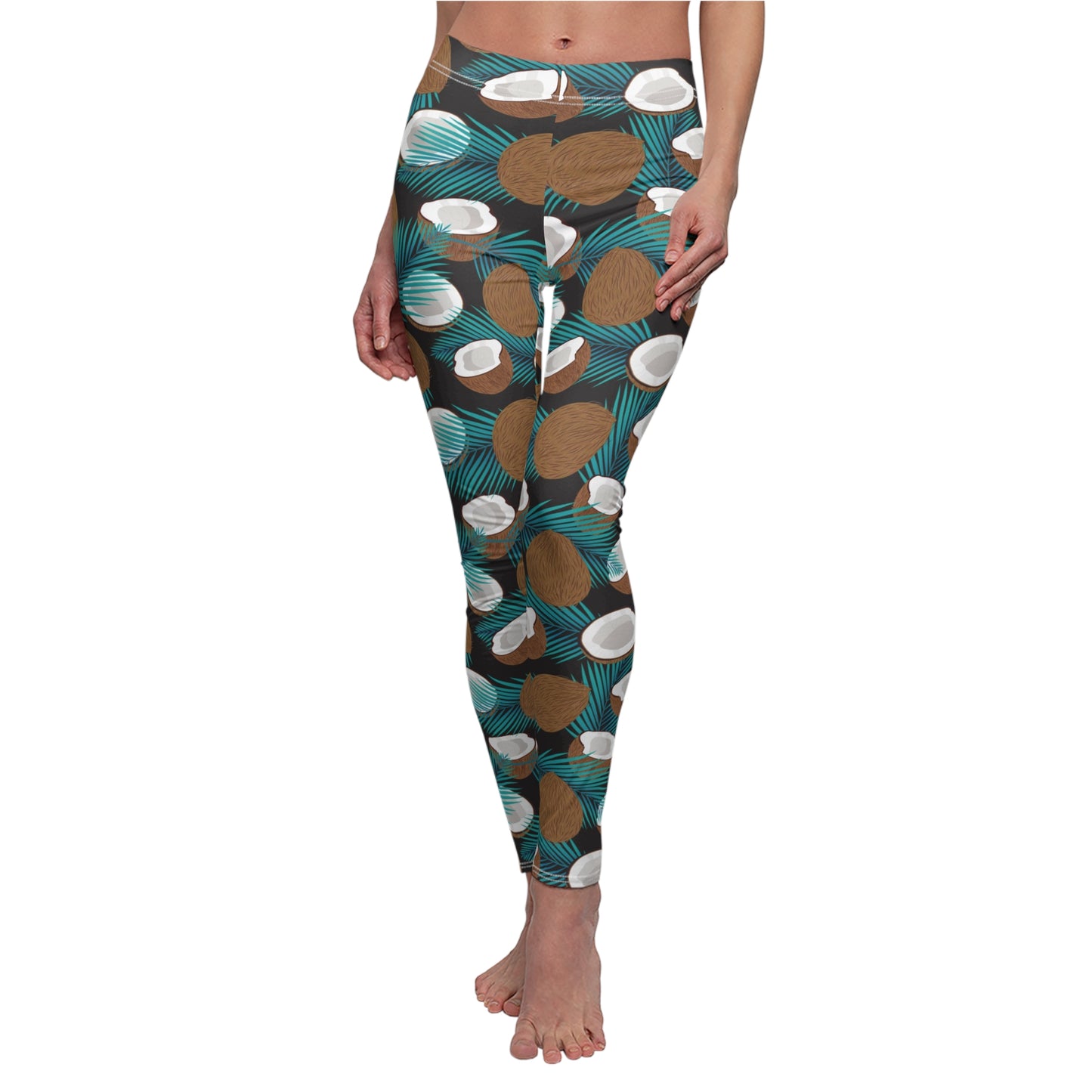 Coconut Palm Print Womens Stretch Pants Leggings