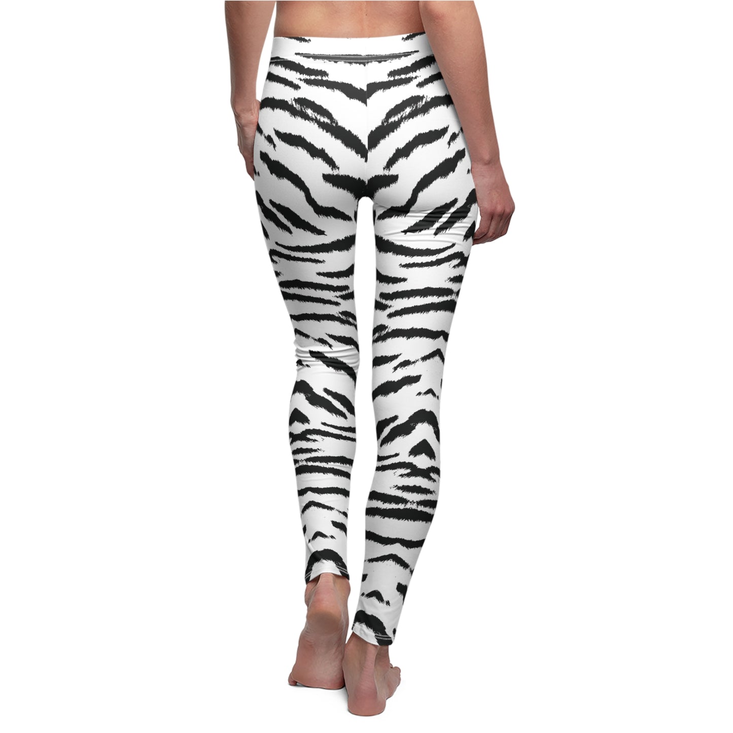 White Tiger Print Animal Womens Leggings - Saiko Studio