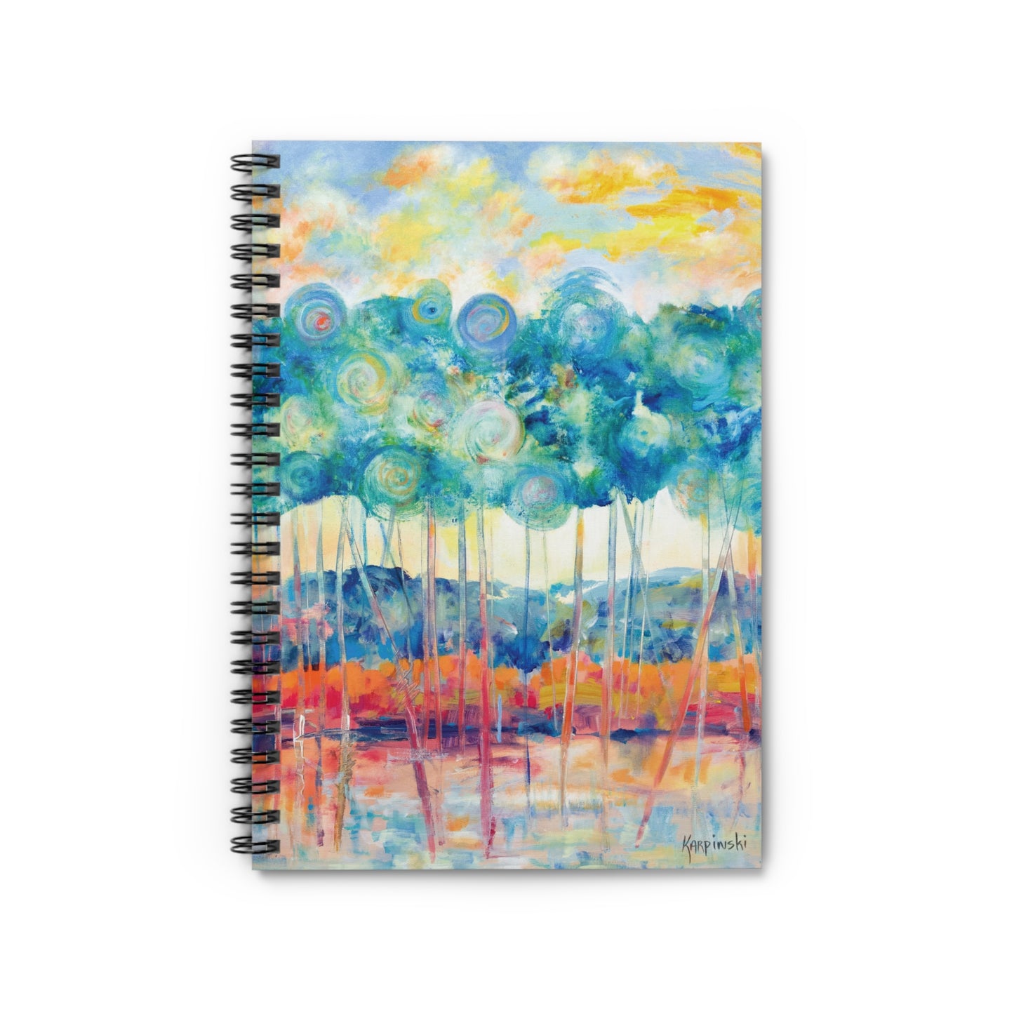 Landscape Art Lined Spiral Bound Notebook Journal - Leslie Karpinski - Canopy at Sunset