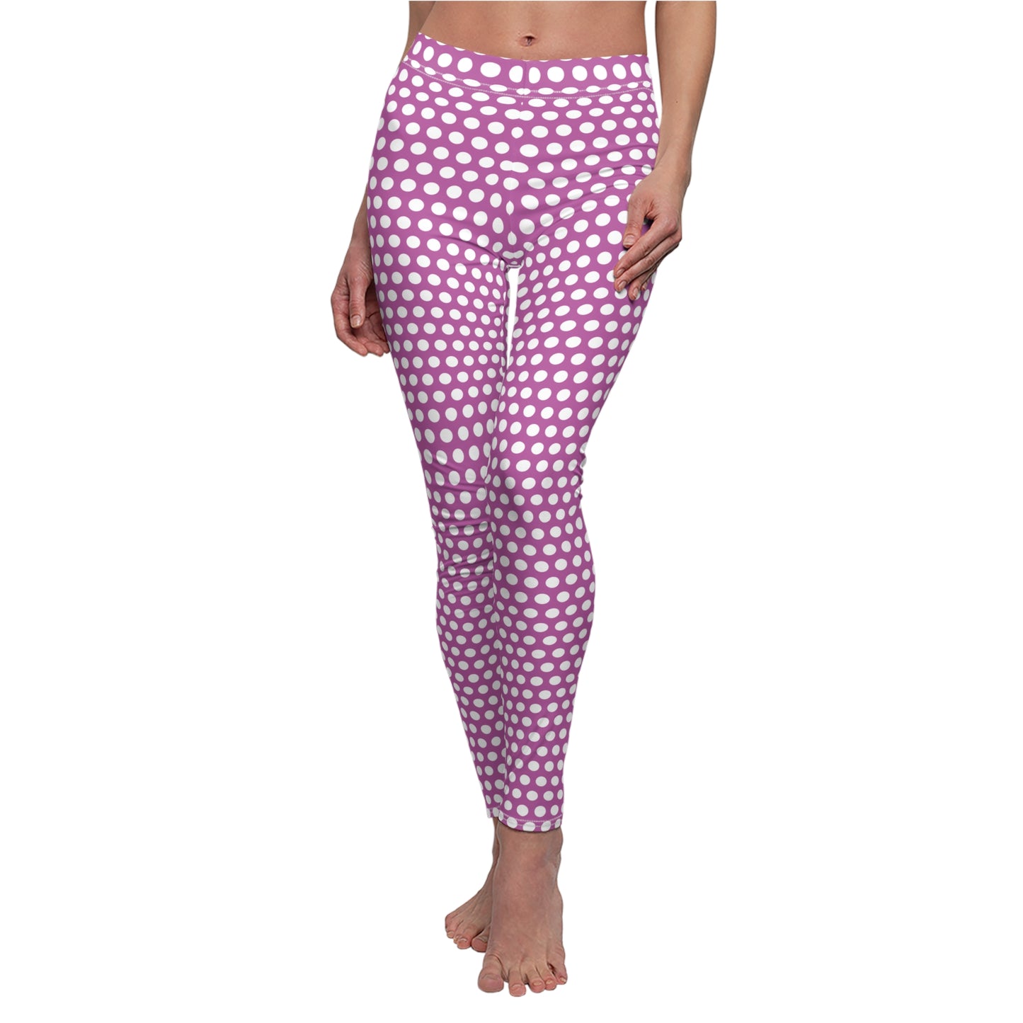 Purple White Polka Dot Womens Leggings Yoga Pants - Saiko Studio