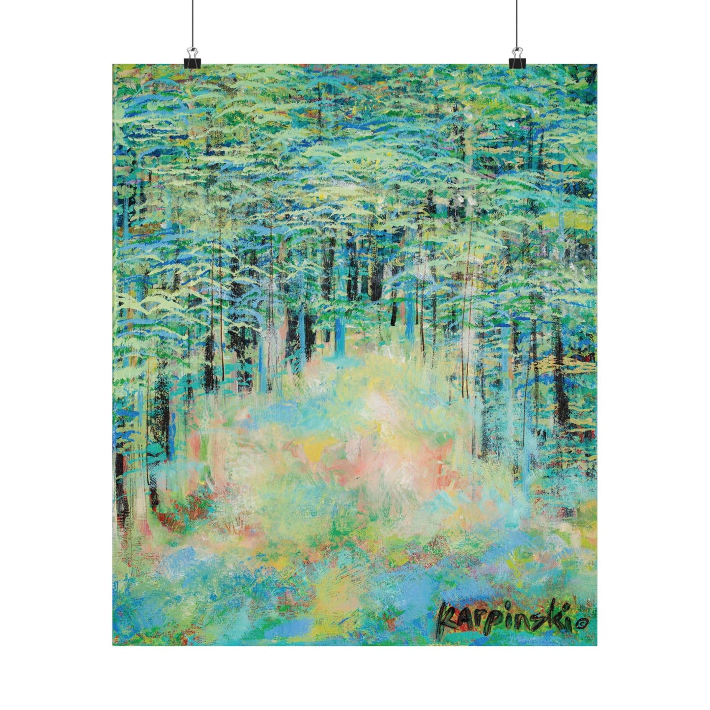 Landscape Nature Forest Tree Painting Poster Art Print - Springtime Forest by Leslie Karpinski