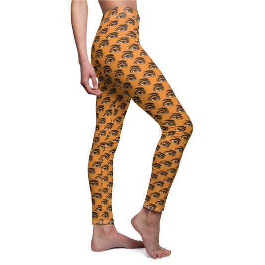 Orange Eye Halloween Womens Leggings Stretch Pants - Saiko Studio