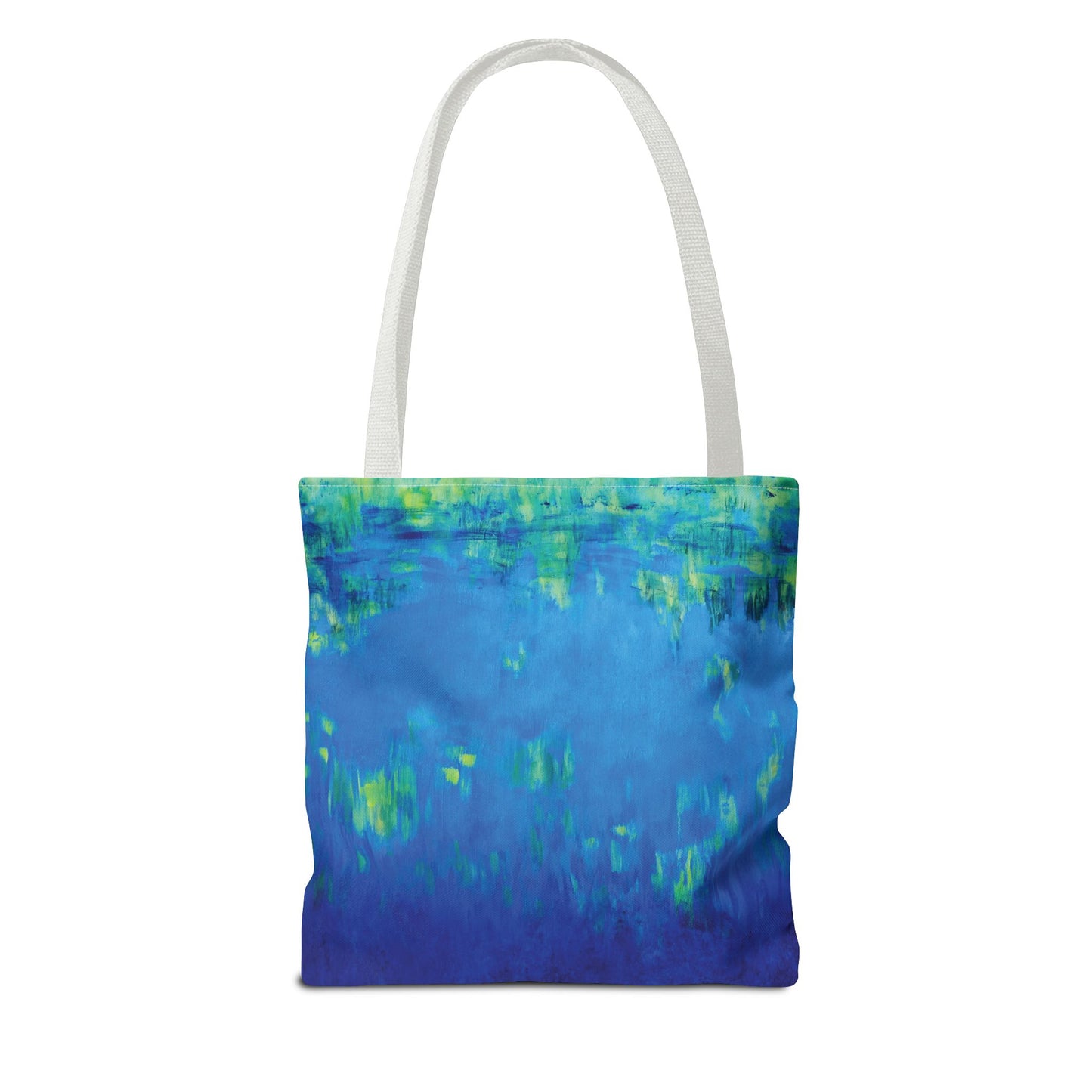 Blue Green Landscape Nature Art Canvas Tote Bag - Waters Edge 1 by Leslie Karpinski