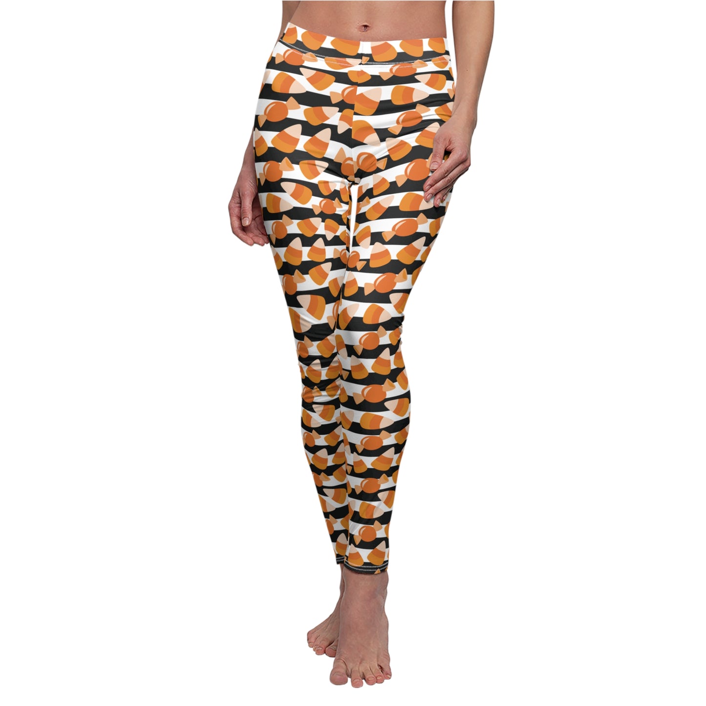 Candy Corn Halloween Womens Leggings Yoga Stretch Pants - Saiko Studio