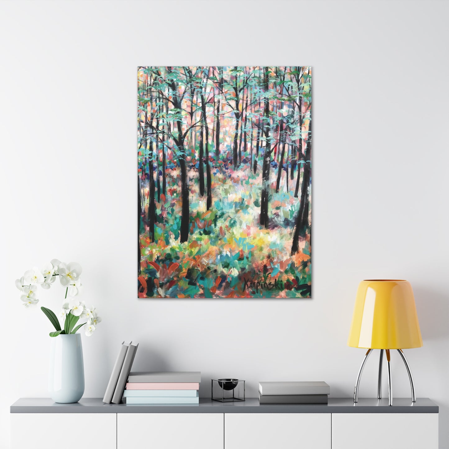 Nature Landscape Forest Colorful Canvas Print Artwork - Trees of Hope by Leslie Karpinski