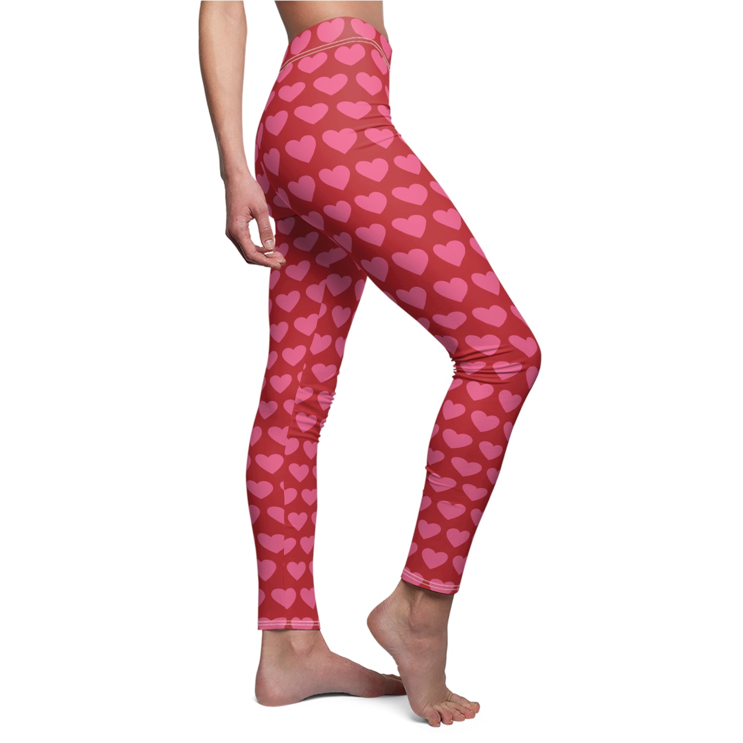 Red Pink Heart Valentines Womens Leggings Yoga Pants - Saiko Studio