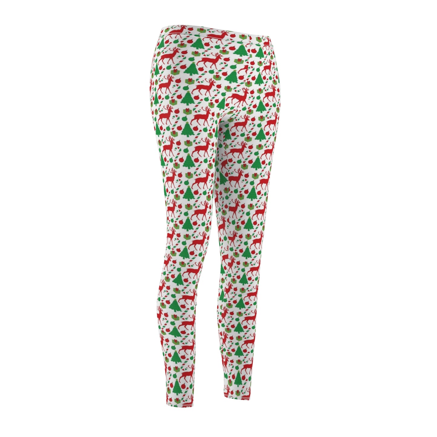 Christmas Reindeer Holiday Womens Leggings Stretch Pants - Saiko Studio