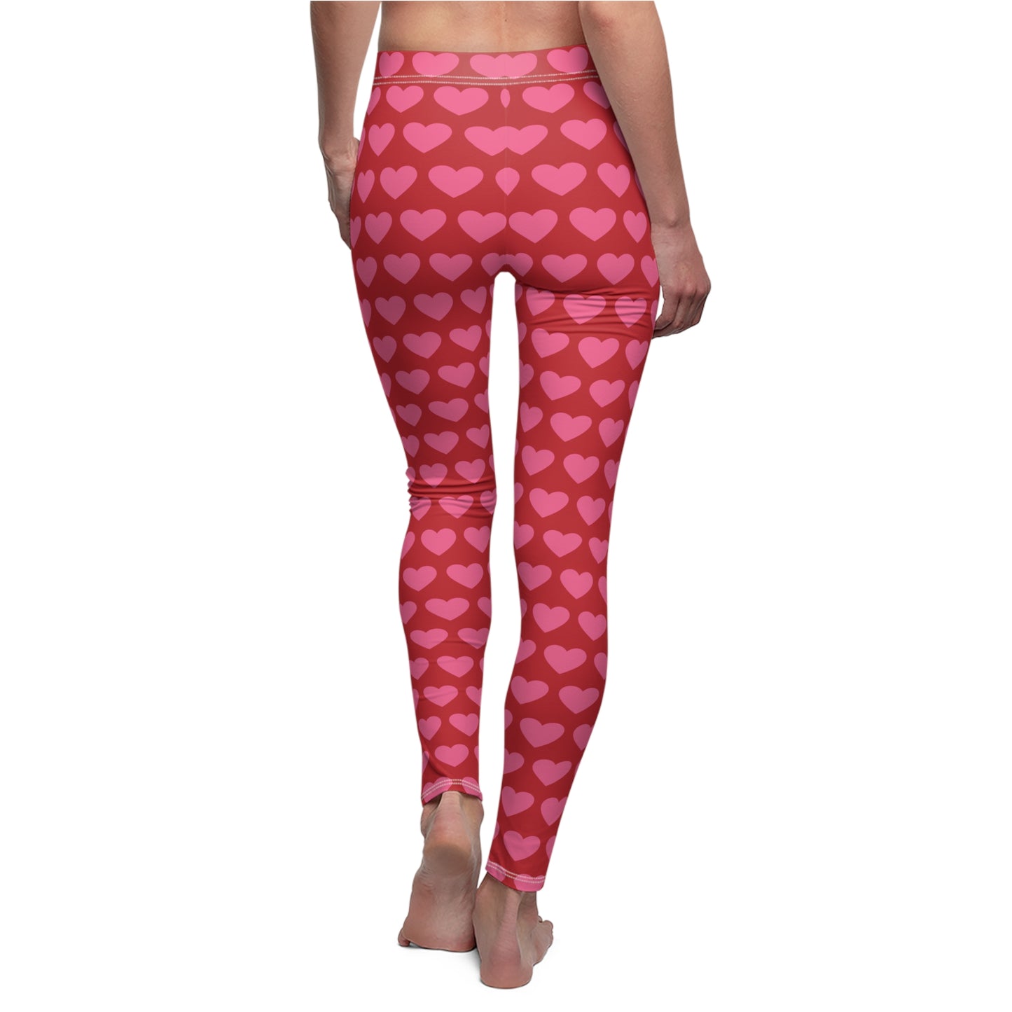 Red Pink Heart Valentines Womens Leggings Yoga Pants - Saiko Studio