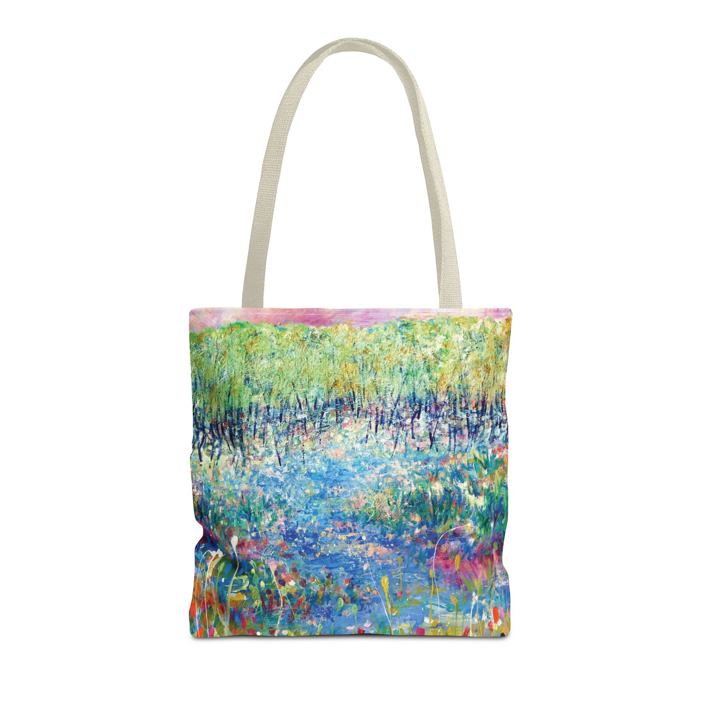 Floral Landcape Art Tote Bag Canvas Shopping Bag - Paths and Journies by Leslie Karpinski