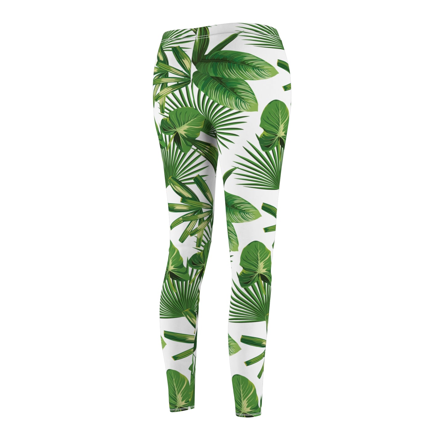 Green Tropical Palm Leaf Womens Leggings Stretch Pants - Saiko Studio