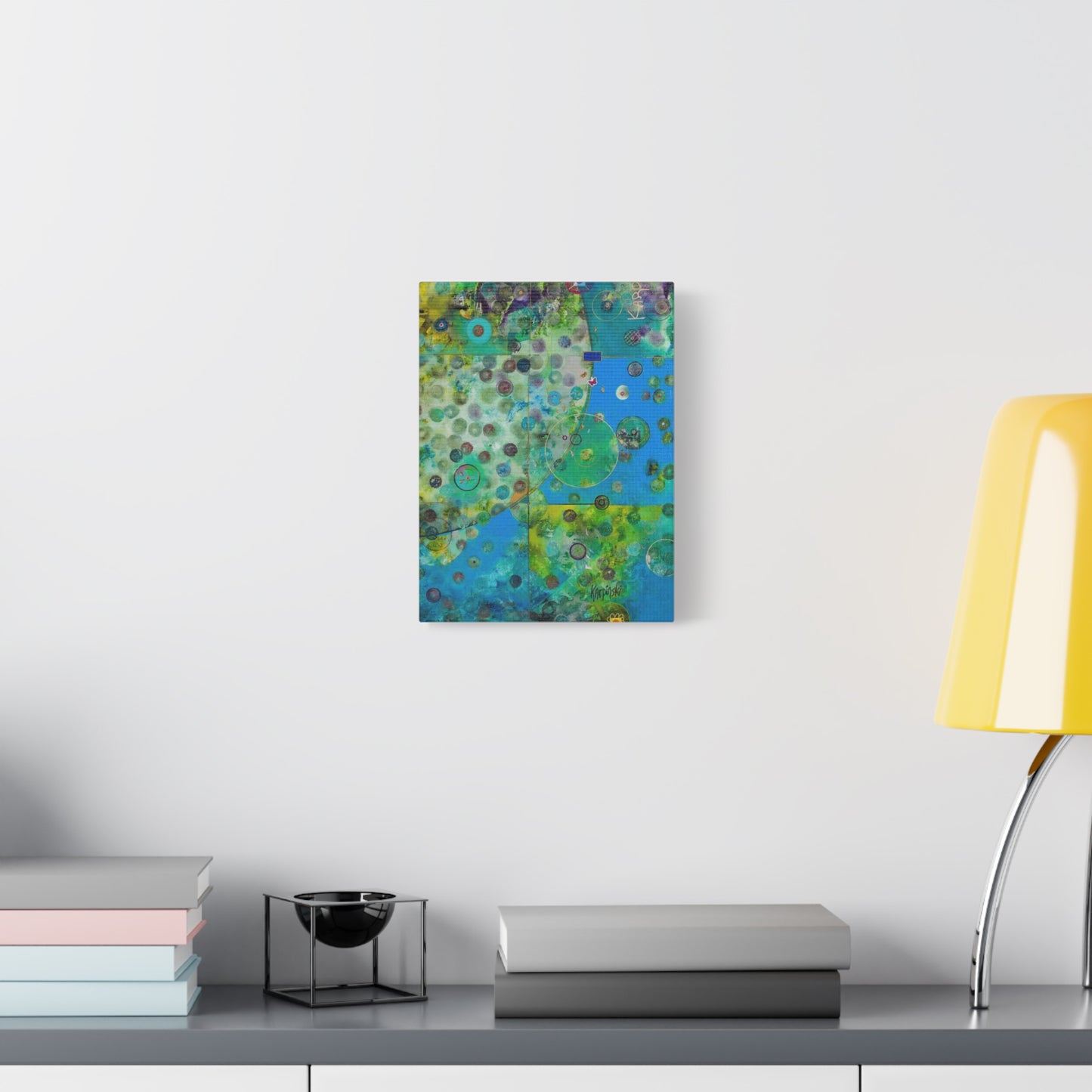 Blue Green Abstract Canvas Wall Art - Earth by Leslie Karpinski