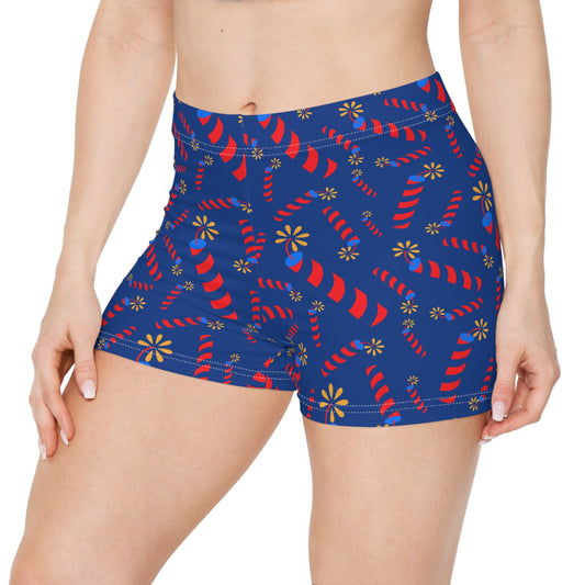 Fireworks Womens 4th of July Stretch Shorts - Saiko Studio