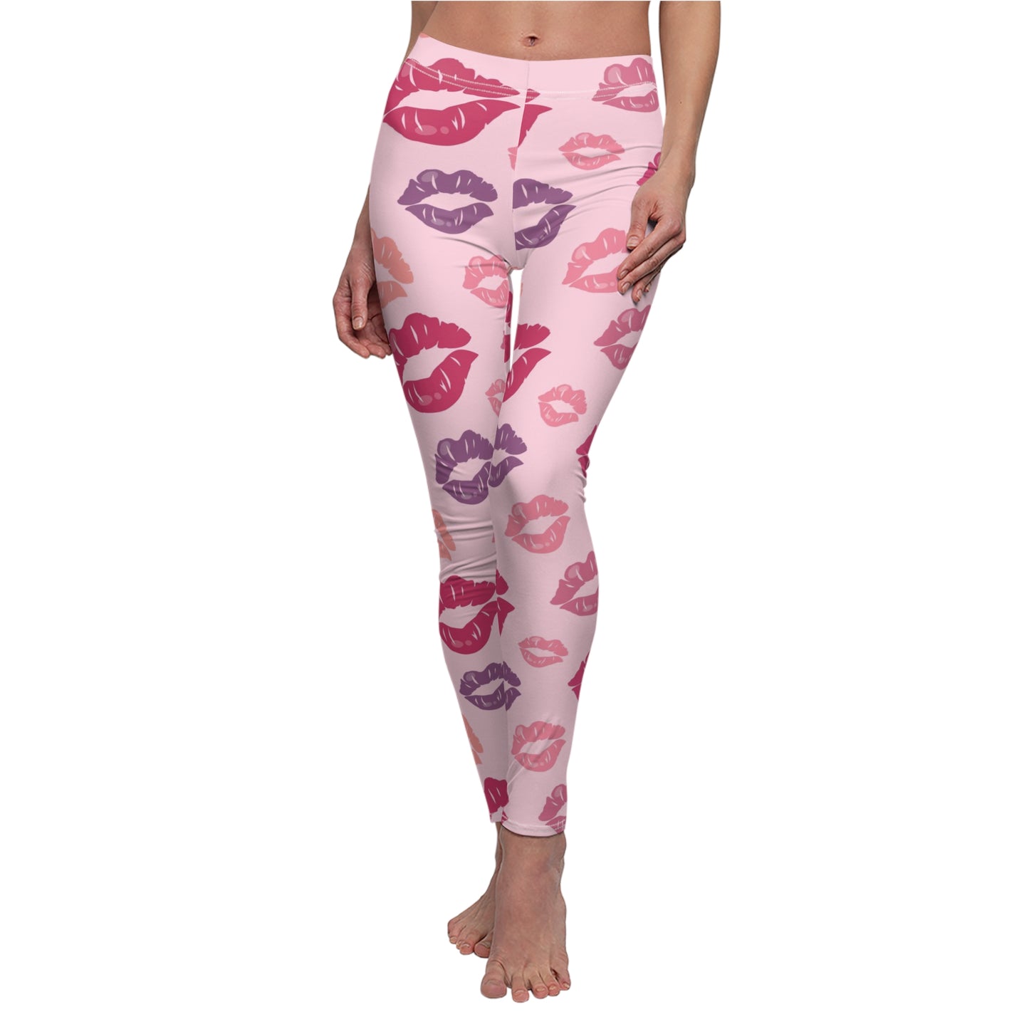 Valentines Kiss Lips Womens Leggings - Saiko Studio