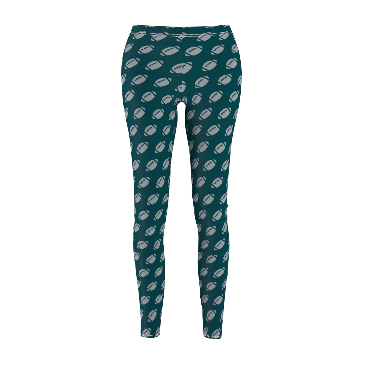 Silver Green Football Womens Plus Size Teen Regular Long Leggings - Saiko Studio