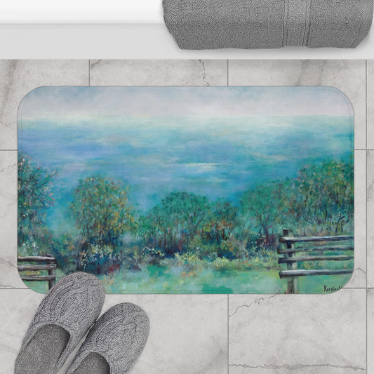 Mountain Landscape Memory Foam Non Slip Bath Mat - Roaring Gap - Leslie Karpinski