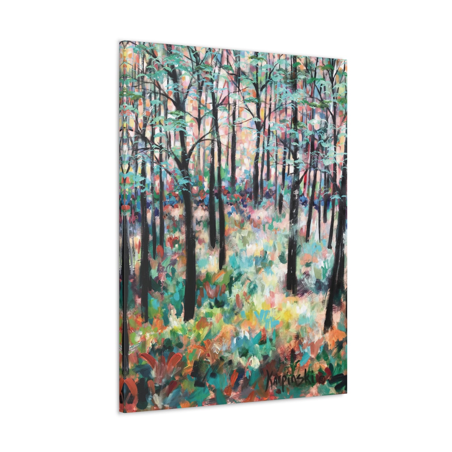 Nature Landscape Forest Colorful Canvas Print Artwork - Trees of Hope by Leslie Karpinski