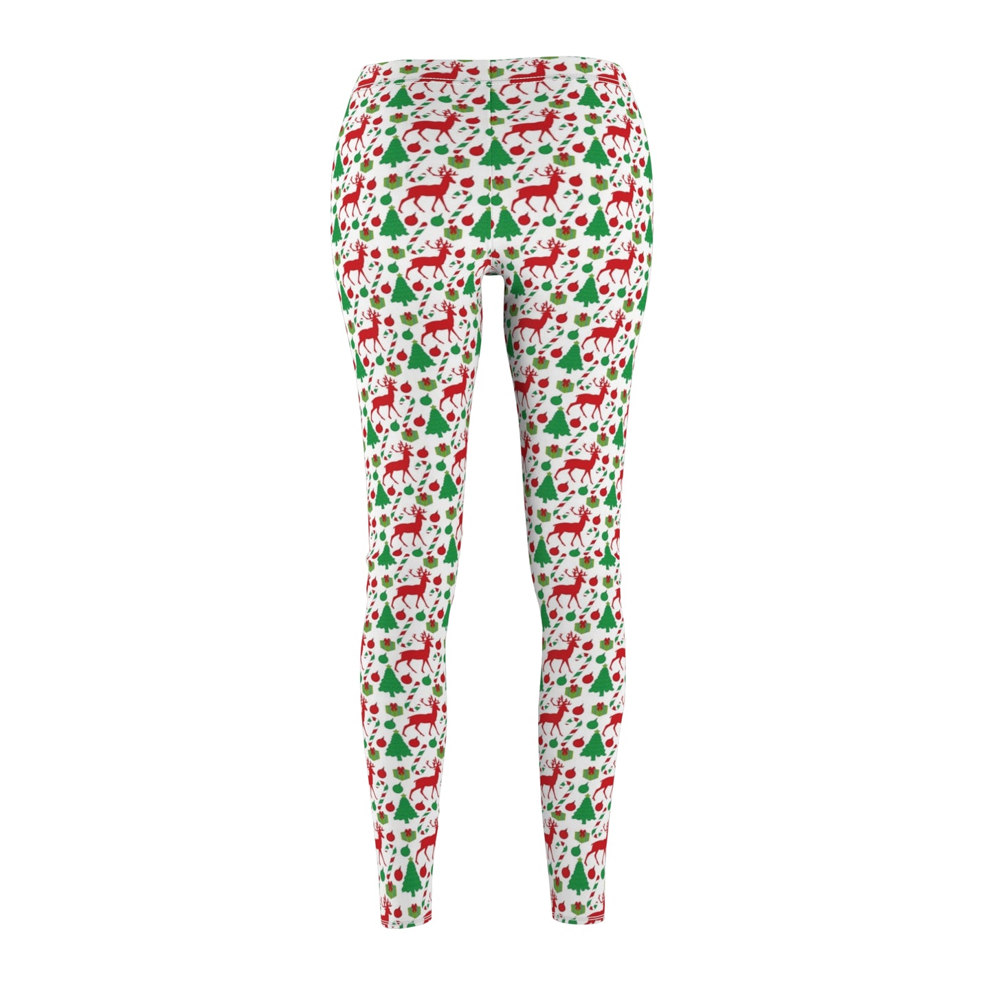 Christmas Reindeer Holiday Womens Leggings Stretch Pants - Saiko Studio