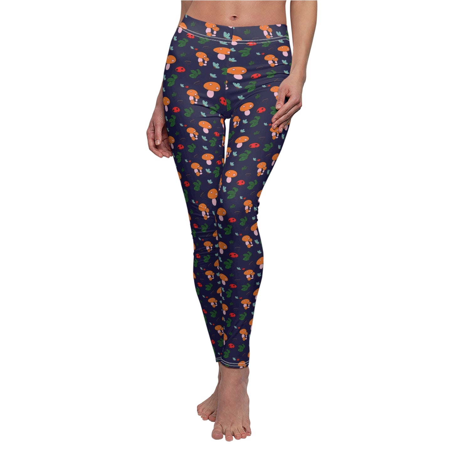 Mushroom Woodland Womens Leggings Stretch Pants - Saiko Studio