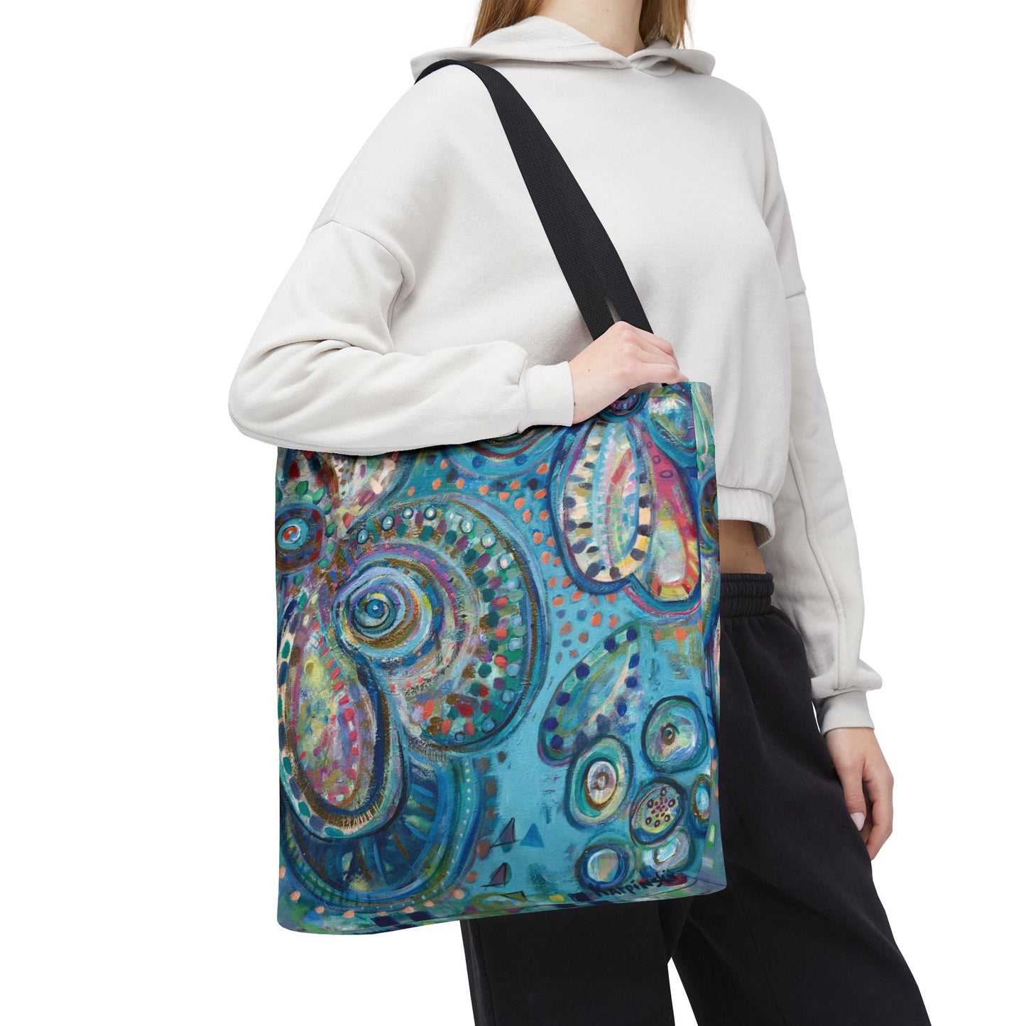 World Love Floral Art Canvas Tote Bag - Leslie Karpinski