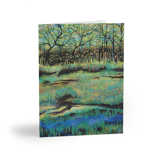 Lake Landscape Art Nature Greeting Card Multi Pack - Cattails At Lake Katherine - Leslie Karpinski