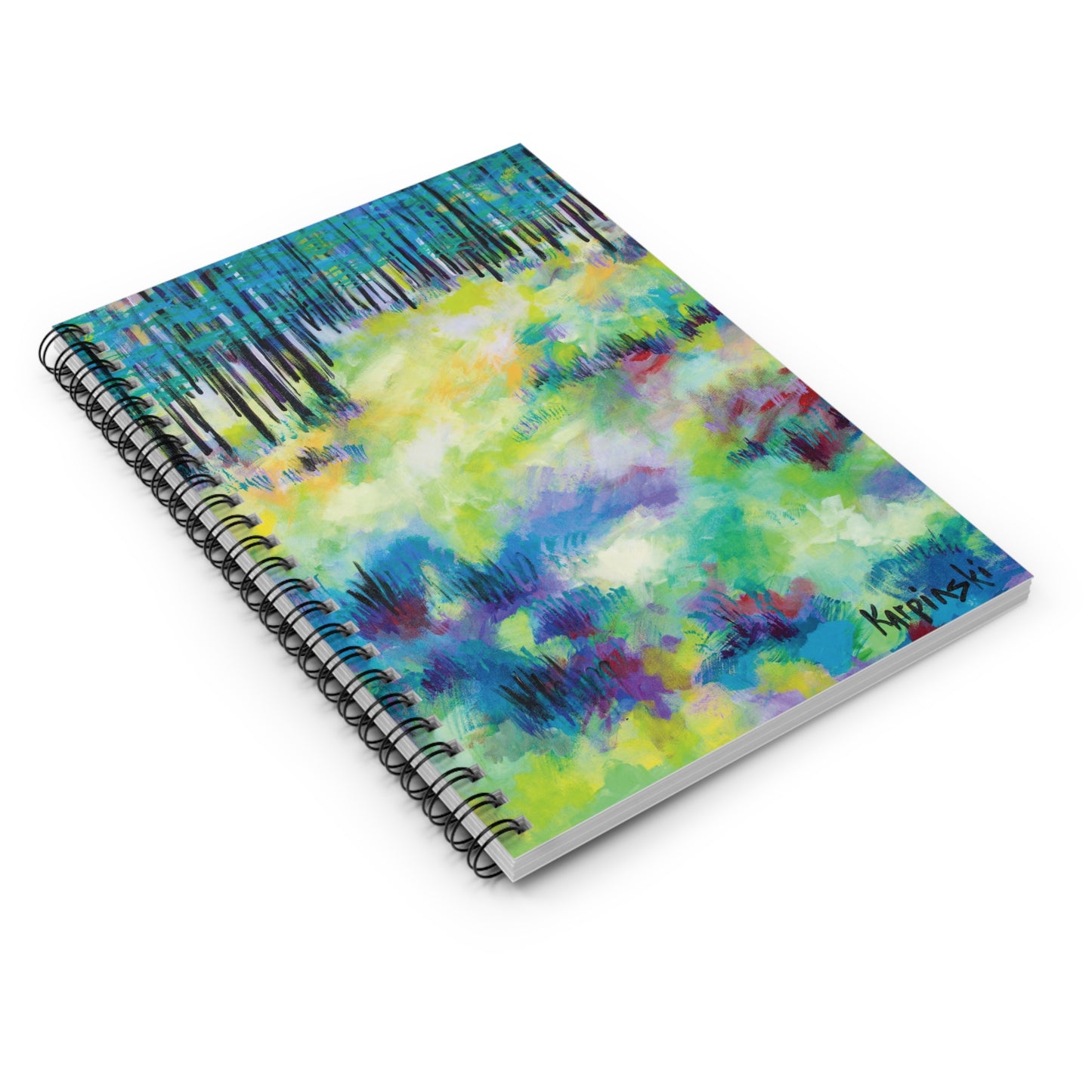 Landscape Art Spiral Bound Notebook Lined Journal - Leslie Karpinski - Field of Trees 2