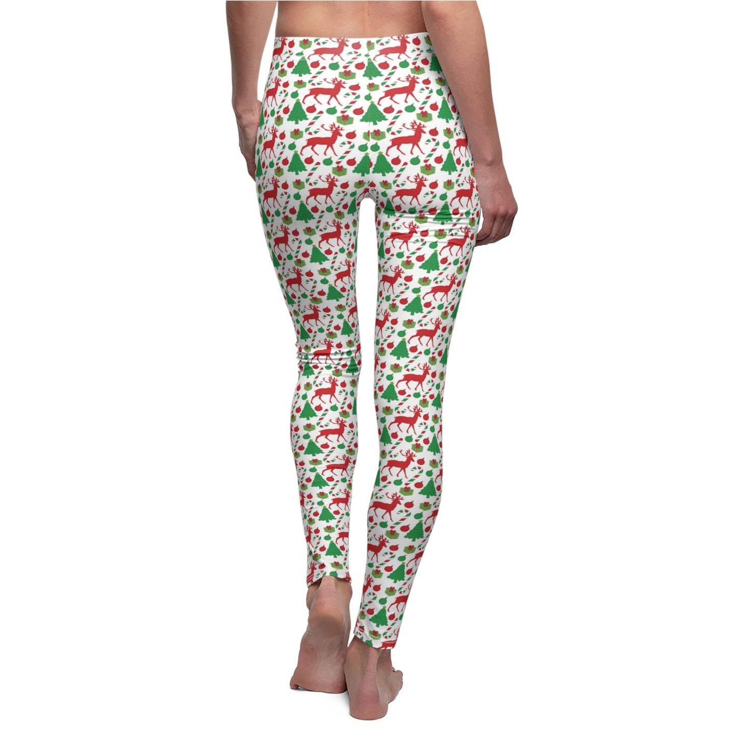 Christmas Reindeer Holiday Womens Leggings Stretch Pants - Saiko Studio
