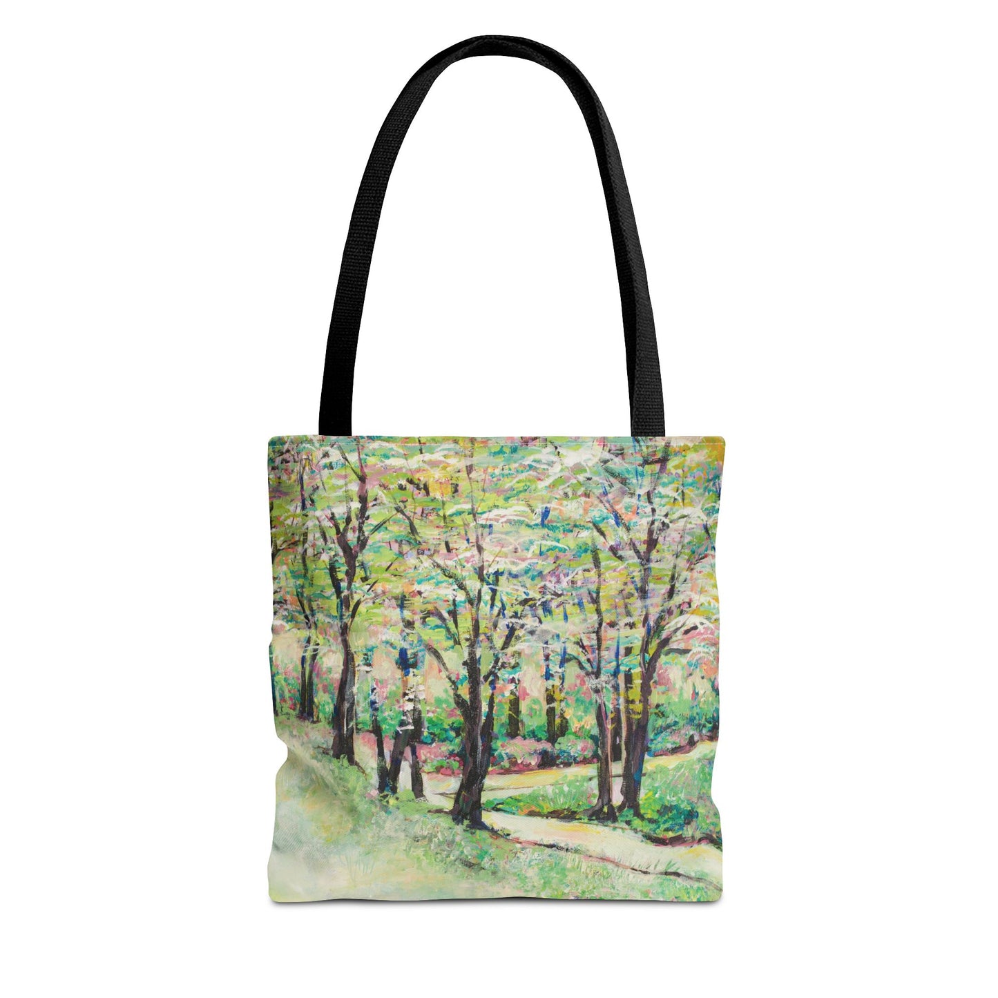 Bottom of Reynolda Landscape Art Canvas Tote Bag - Leslie Karpinski