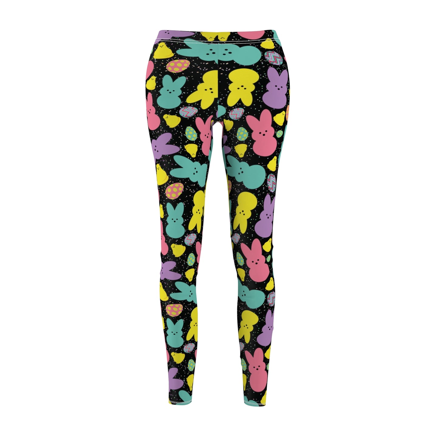 Black Easter Peeps Bunny Womens Leggings - Saiko Studio