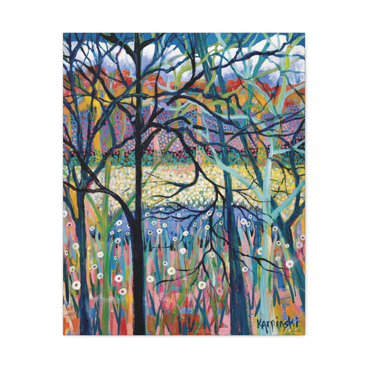 Colorful Tree Landscape Canvas Artwork Print Wall Décor - Stillness by Leslie Karpinski