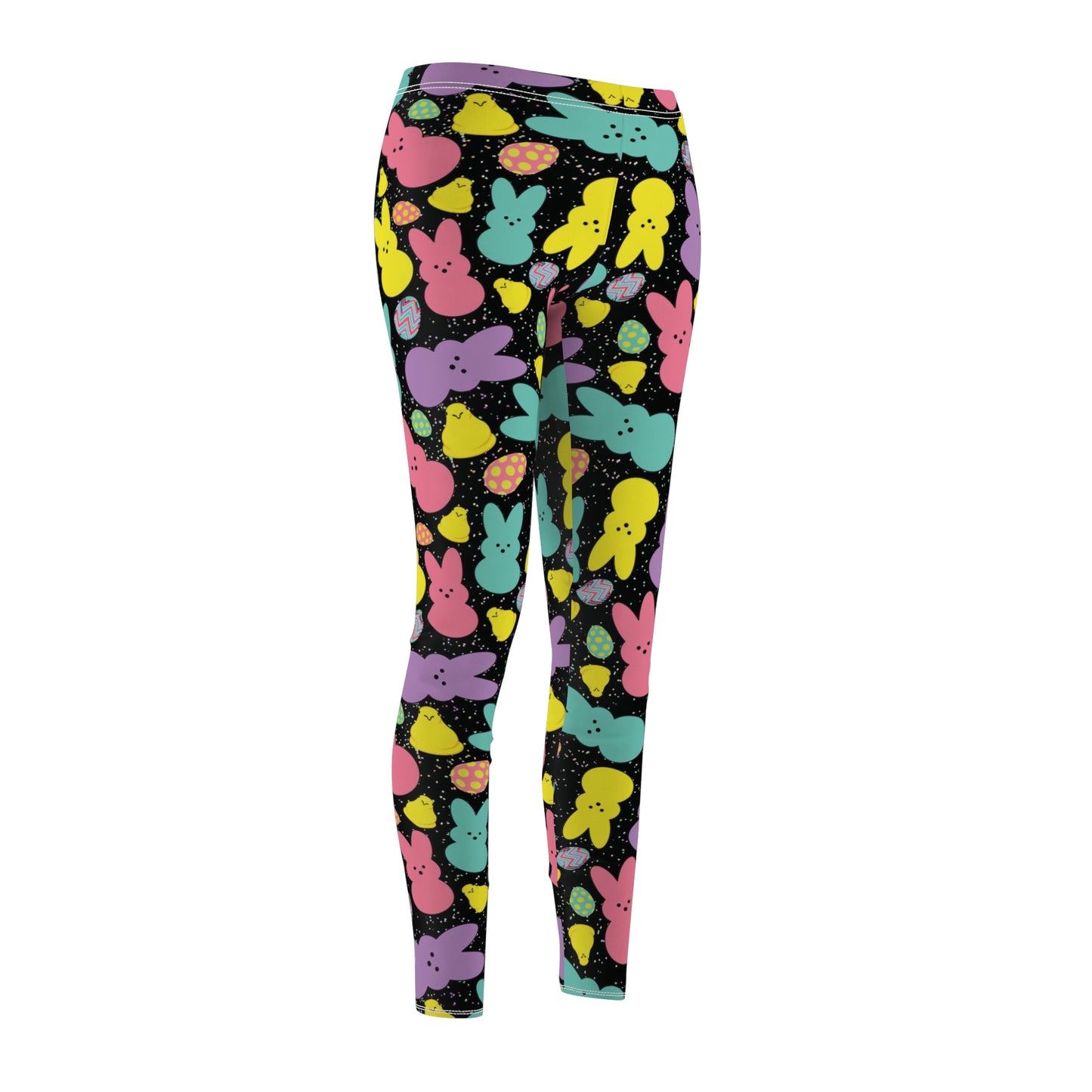 Black Easter Peeps Bunny Womens Leggings - Saiko Studio
