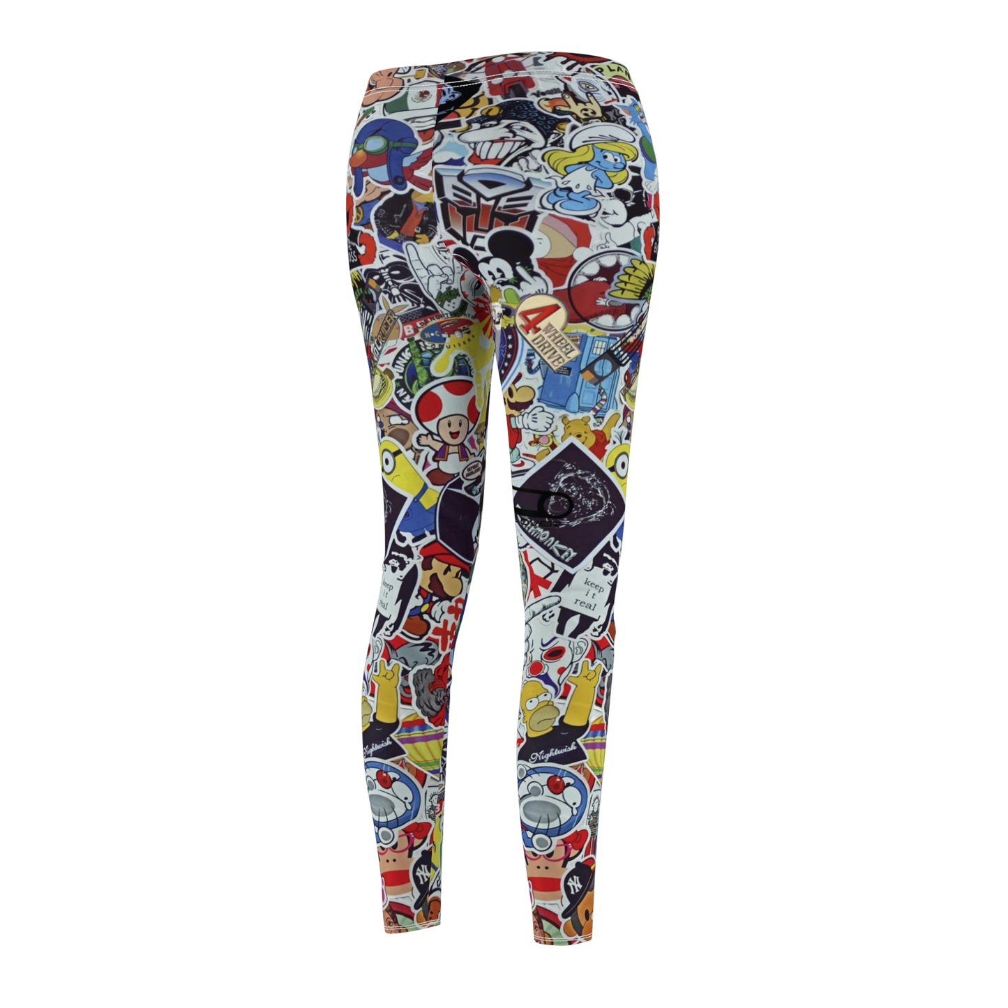 Cartoon Comic Stickerbomb Logo Womens Leggings Yoga Stretch Pants - Saiko Studio