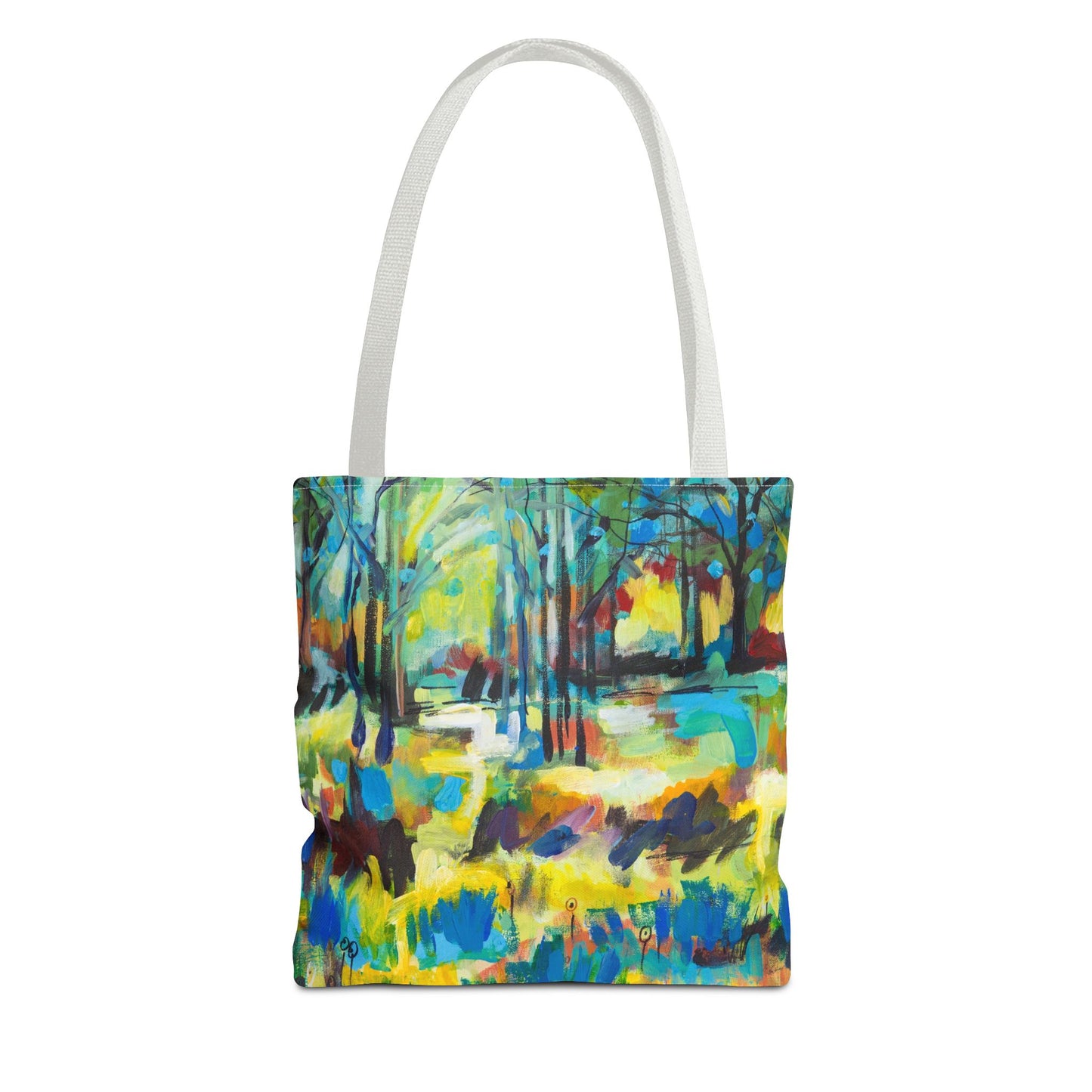 Color Blast Through Trees Landscape Art Tote Bag - Leslie Karpinski