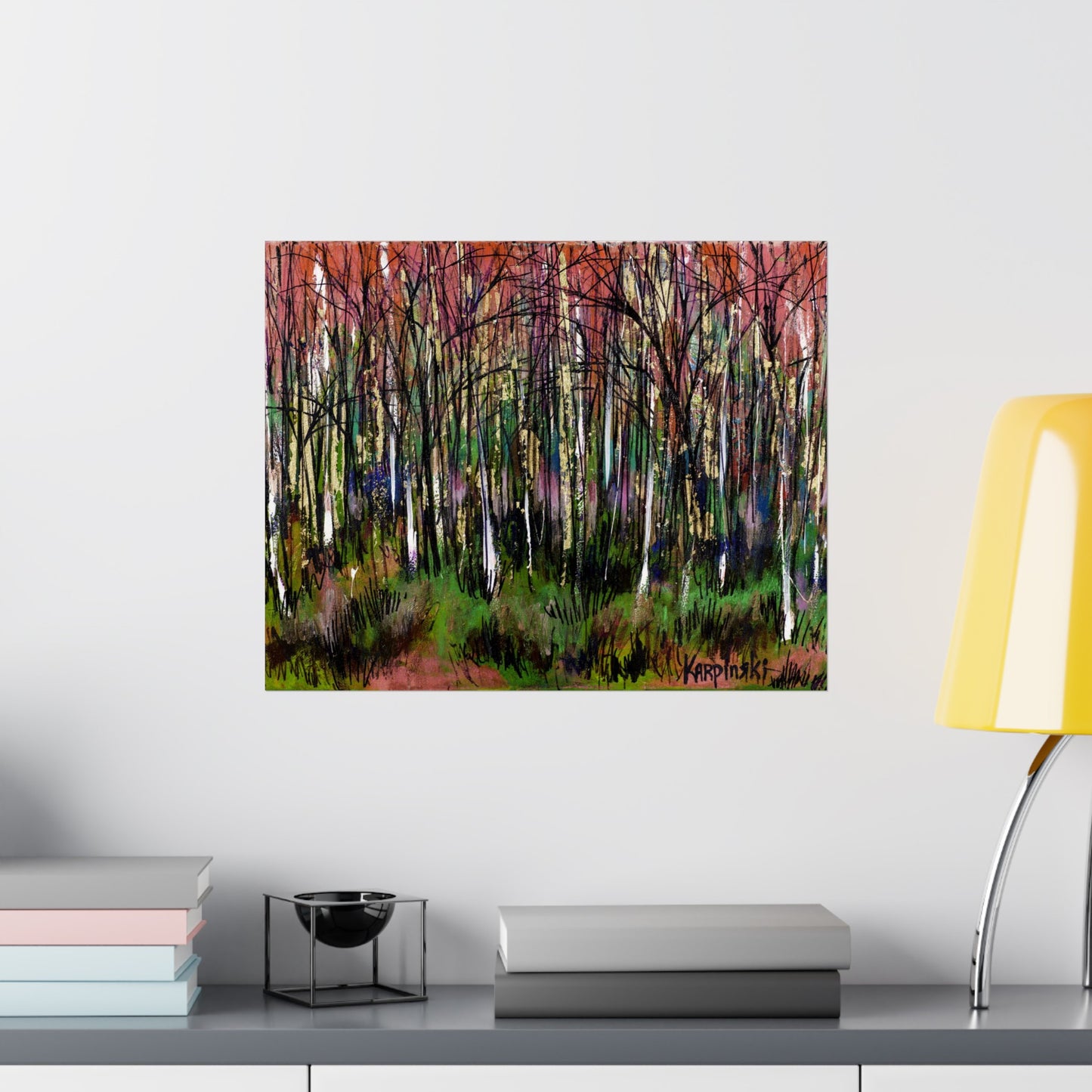 Landscape Tree Art Poster Print - Trees of Fire by Leslie Karpinski