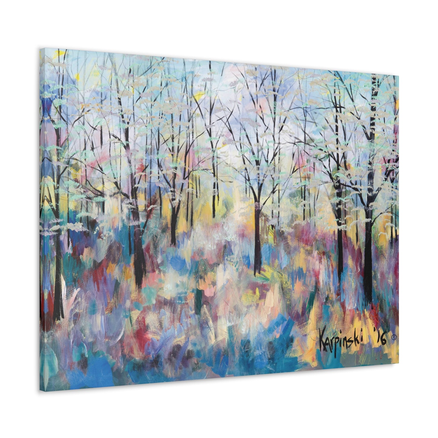 Landscape Nature Canvas Abstract Artwork Colorful Tree Art - Blue Ridge Parkway by Leslie Karpinski