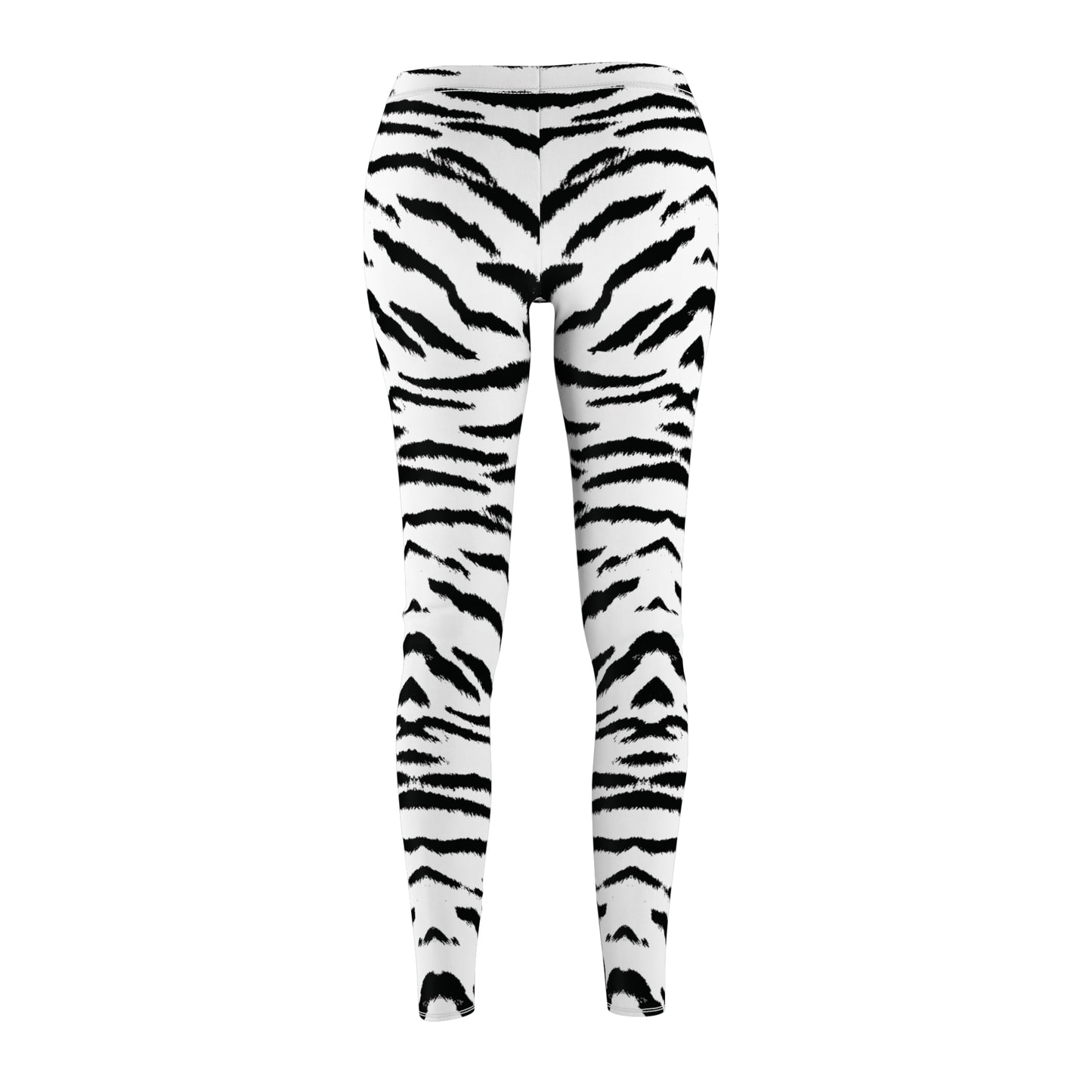 White Tiger Print Animal Womens Leggings - Saiko Studio