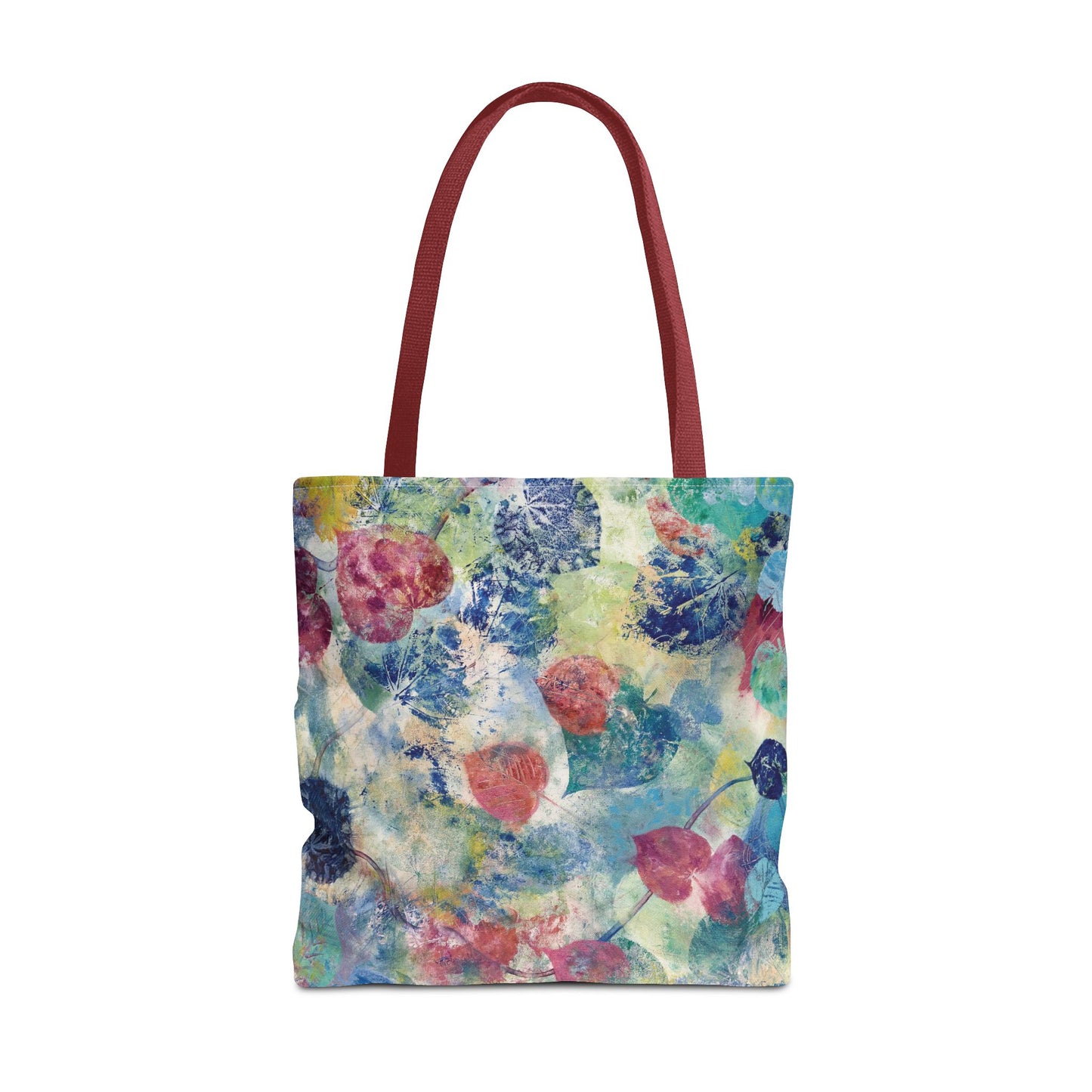 Leaf Print Nature Art Tote Bag Canvas Shopping Bag - Red Bud by Leslie Karpinski