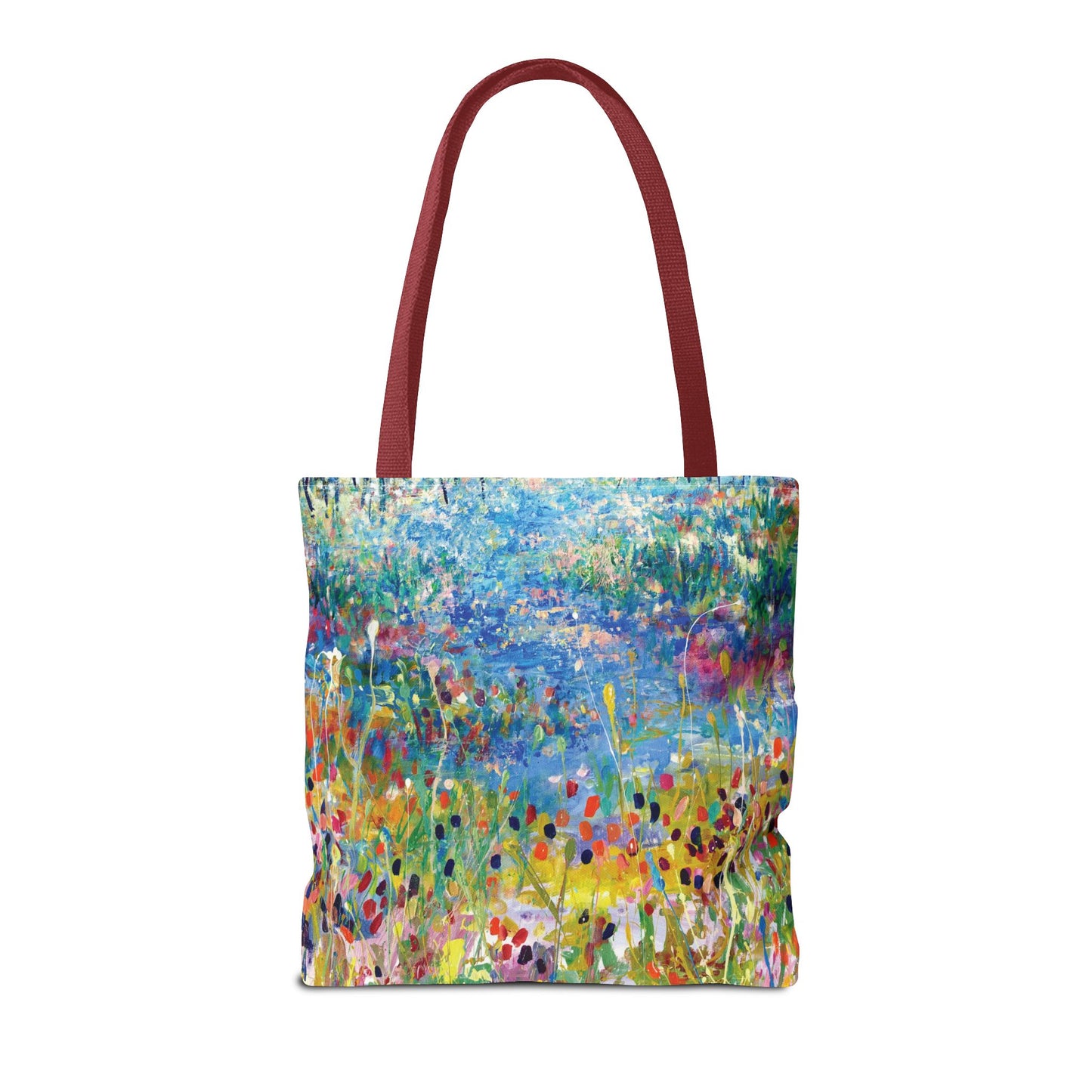 Floral Landcape Art Tote Bag Canvas Shopping Bag - Paths and Journies by Leslie Karpinski