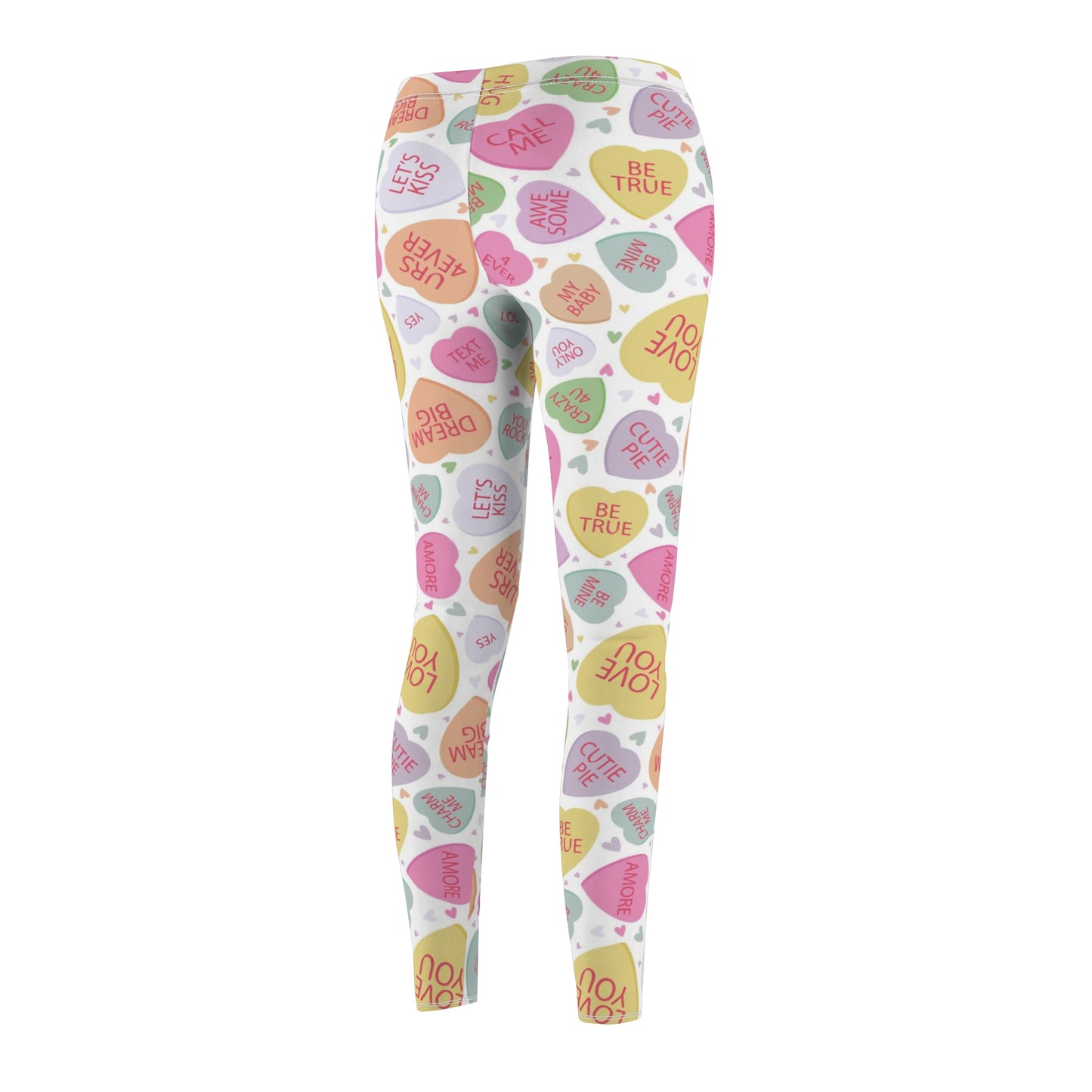 Conversation Candy Heart Valentines Womens Leggings - Saiko Studio