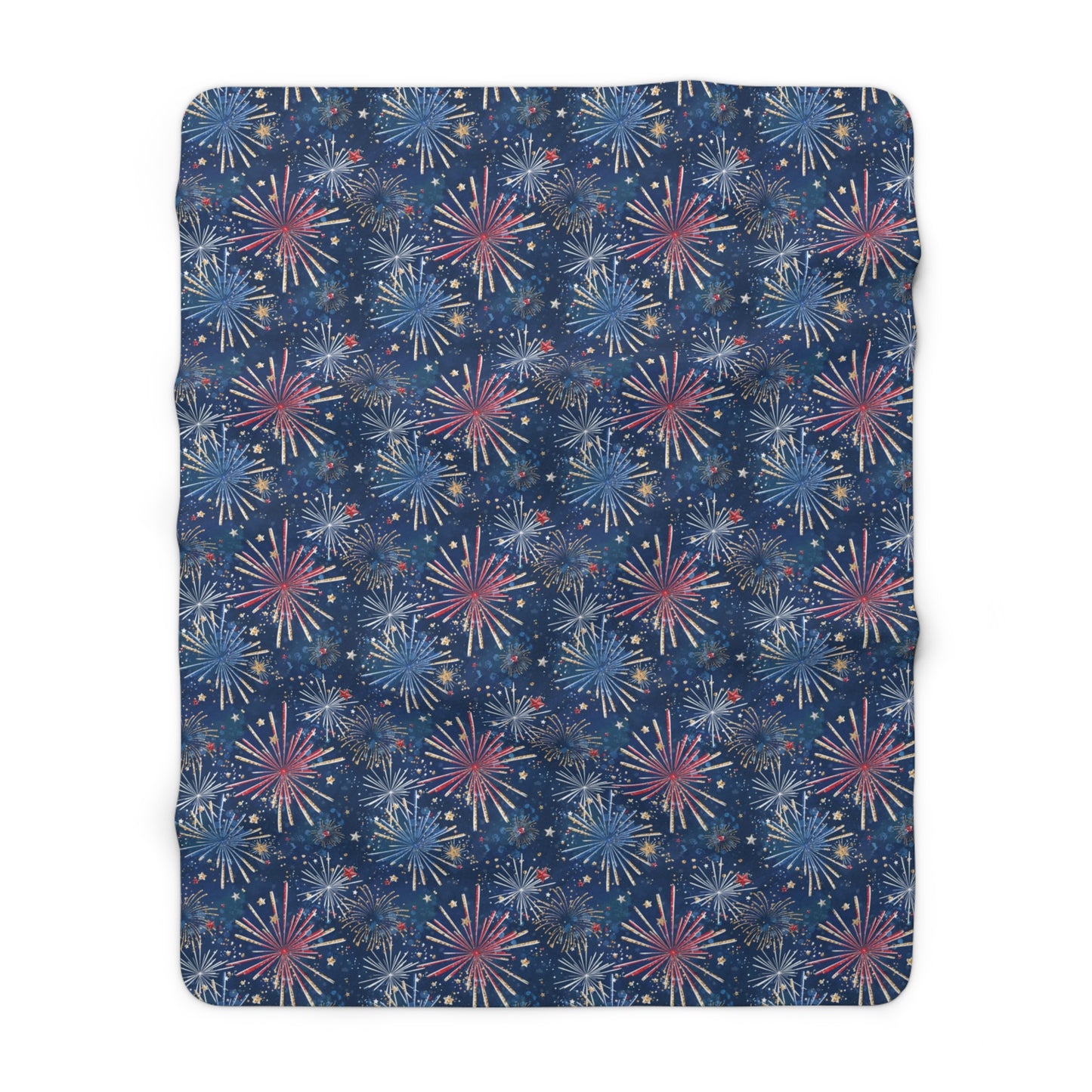 Red White Blue Fireworks 4th of July Sherpa Fleece Blanket - Saiko Studio