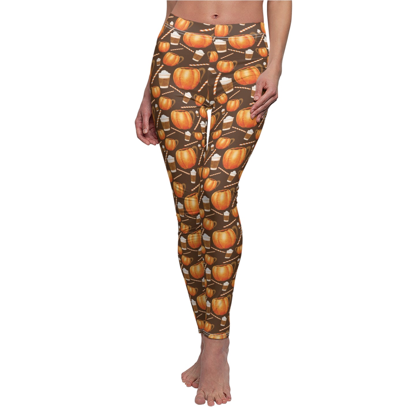 Fall Pumpkin Spice Cappuccino Womens Leggings - Saiko Studio
