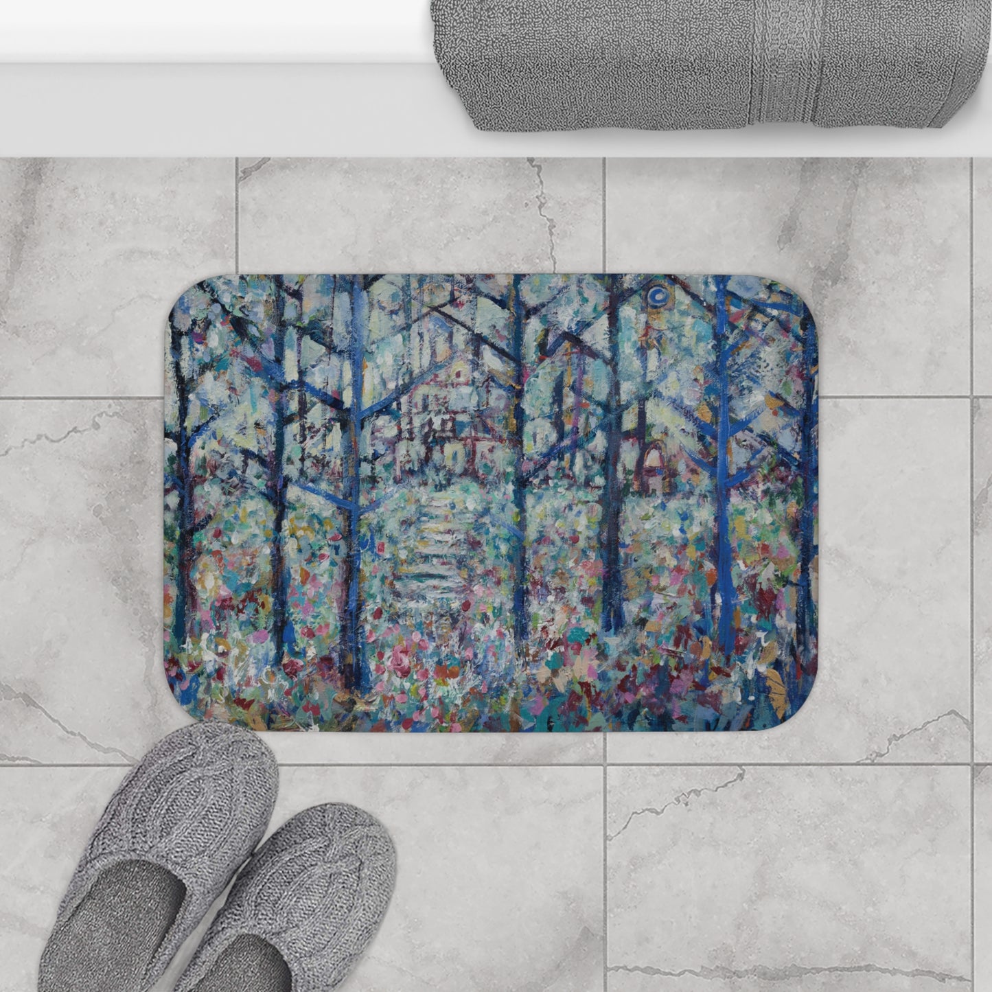 Landscape Forest Art  Memory Foam Non Slip Bath Mat - Stairs 2 Home - Leslie Karpinski