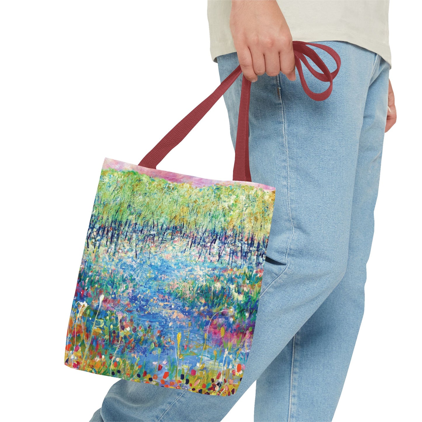Floral Landcape Art Tote Bag Canvas Shopping Bag - Paths and Journies by Leslie Karpinski