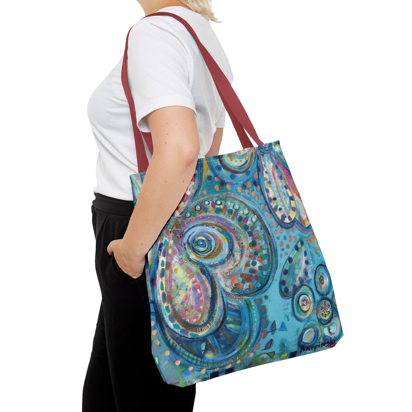 Big Abstract Flower Art Canvas Tote Bag - World Love by Leslie Karpinski