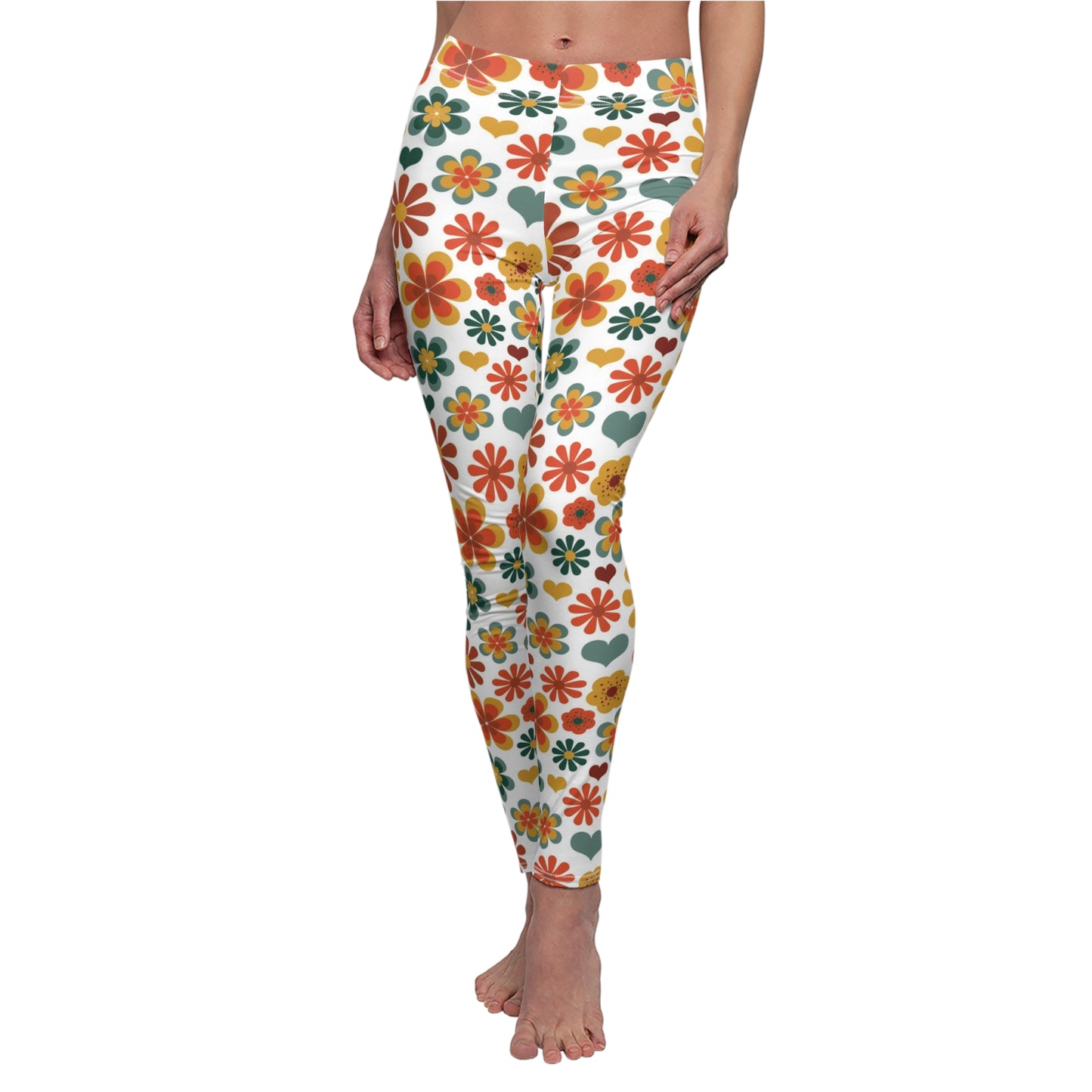 Colorful Retro Flower Power Womens Leggings - Saiko Studio