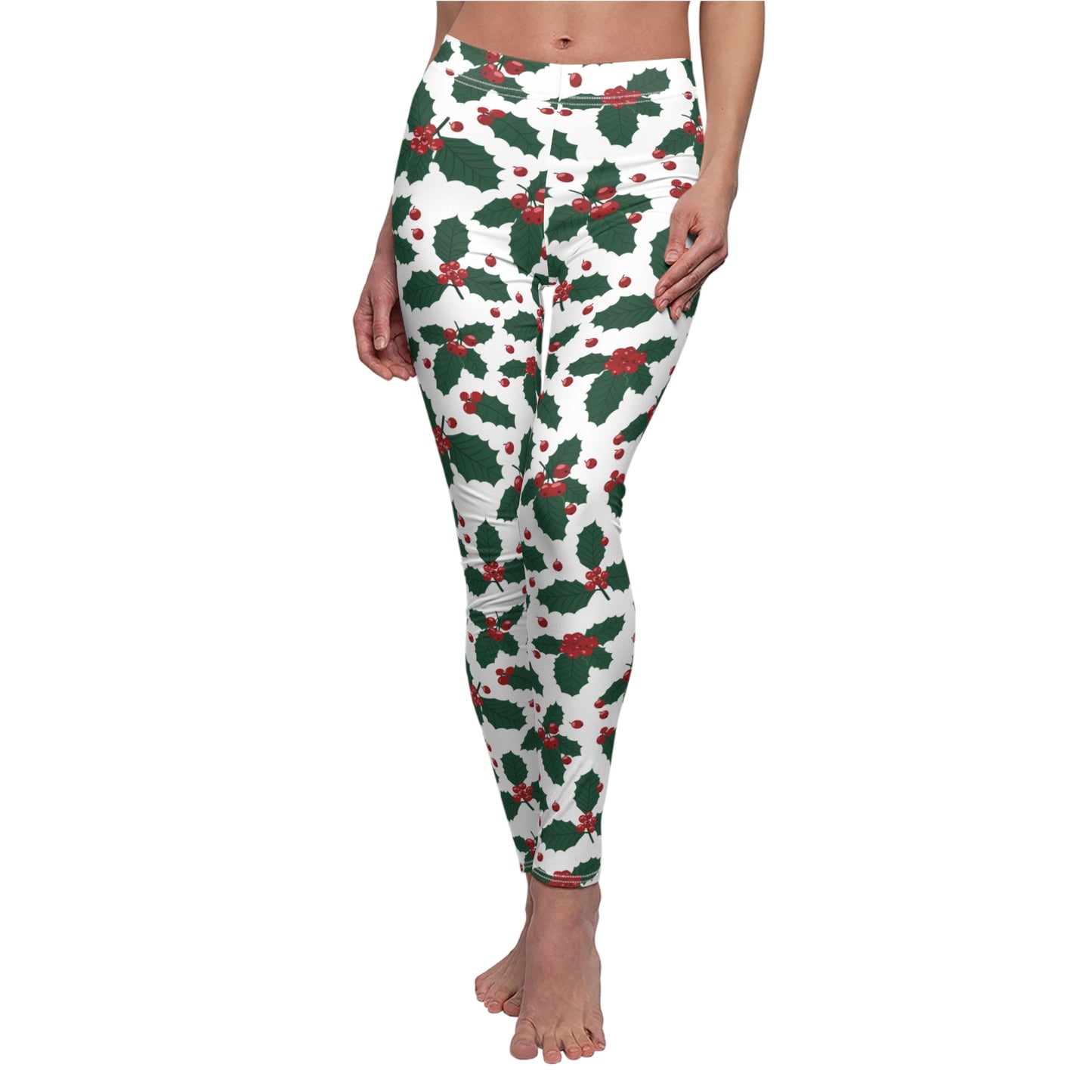 Holiday Holly Womens Christmas Leggings - Saiko Studio