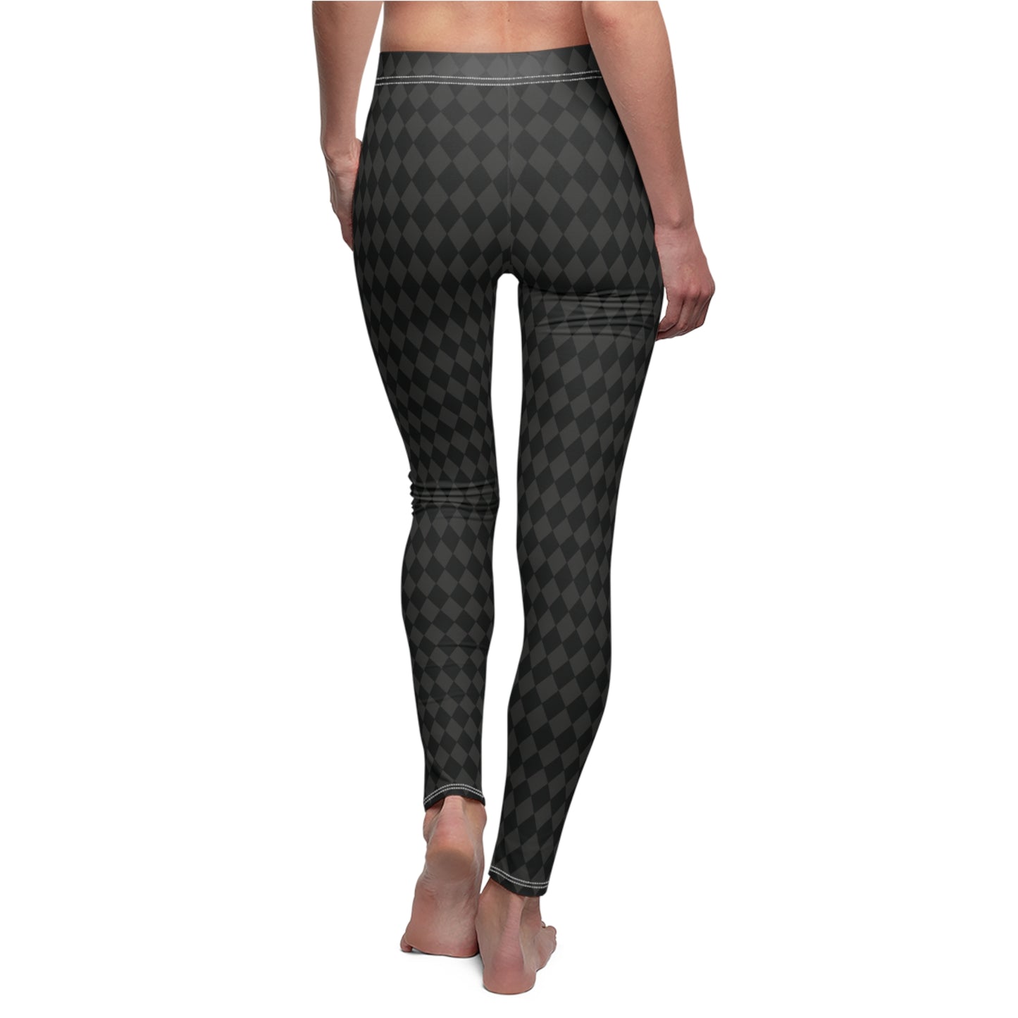 Black Dark Gray Harlequin Diamond Womens Leggings Yoga Stretch Pants - Saiko Studio